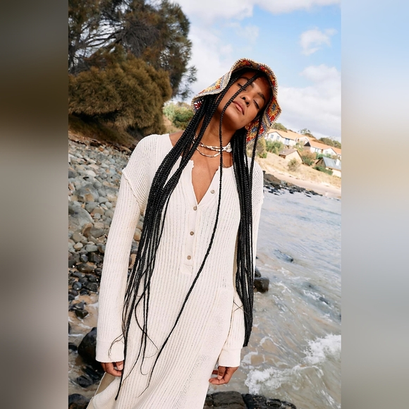 Free People Dresses & Skirts - EUC Free People FP Beach Free Fall Sweat Maxi Dress In Baby Blue, Oversized XS
